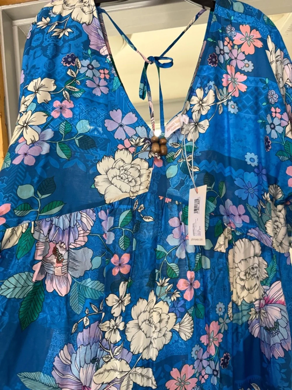 Johnny Was Blue Floral Ruffled Swim Coverup - Picture 7 of 11